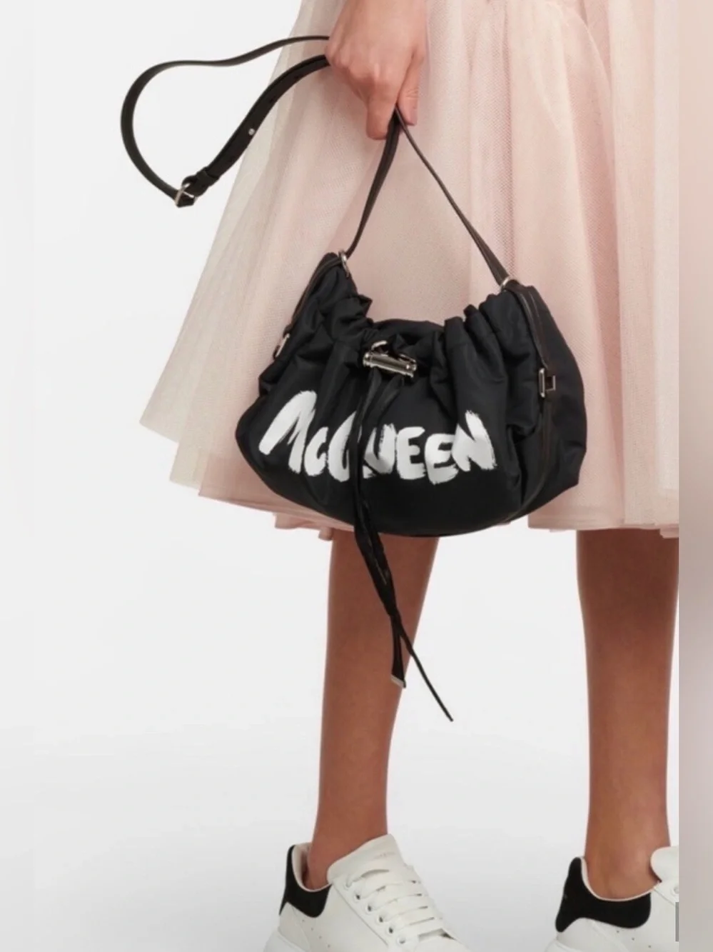 Alexander McQueen Black Graffiti Logo Drawstring Duffel